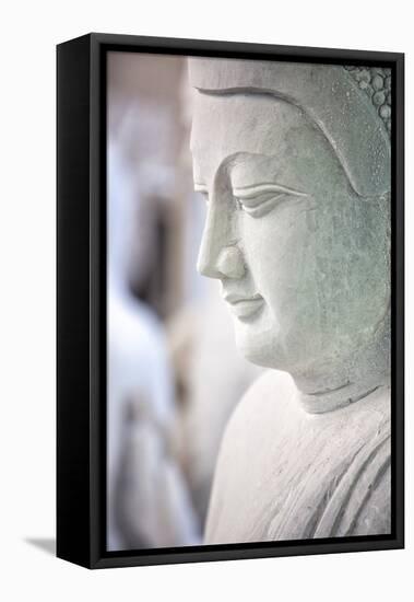 Marble Buddha Images Waiting to Be Finished at a Stone Carver's in Amarapura-Lee Frost-Framed Stretched Canvas