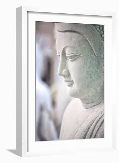 Marble Buddha Images Waiting to Be Finished at a Stone Carver's in Amarapura-Lee Frost-Framed Photographic Print