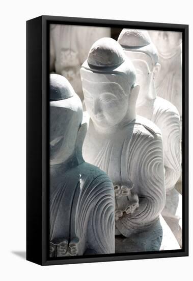 Marble Buddha Images Waiting to Be Finished at a Stone Carver's in Amarapura-Lee Frost-Framed Stretched Canvas