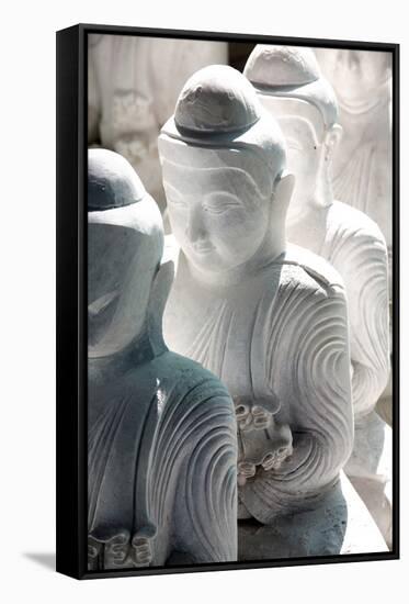 Marble Buddha Images Waiting to Be Finished at a Stone Carver's in Amarapura-Lee Frost-Framed Stretched Canvas