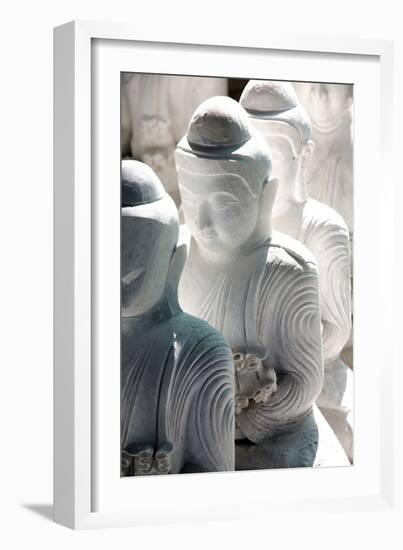 Marble Buddha Images Waiting to Be Finished at a Stone Carver's in Amarapura-Lee Frost-Framed Photographic Print