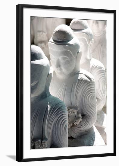 Marble Buddha Images Waiting to Be Finished at a Stone Carver's in Amarapura-Lee Frost-Framed Photographic Print