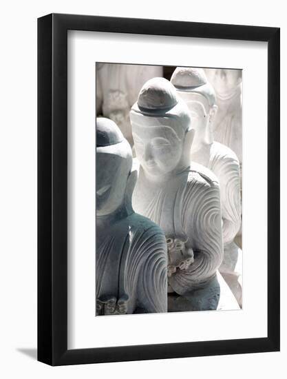 Marble Buddha Images Waiting to Be Finished at a Stone Carver's in Amarapura-Lee Frost-Framed Photographic Print