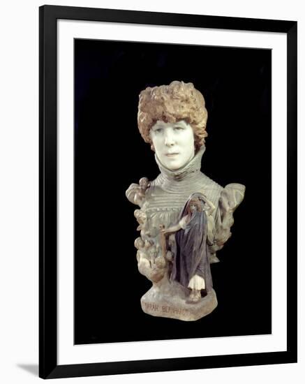 Marble Bust of Comedian Henriette Rosine Bernard Called Sarah Bernhardt (1844-1923). Sculpture by J-Jean Leon Gerome-Framed Giclee Print