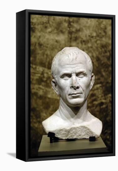 Marble Bust of Julius Caesar from the Rhone River-null-Framed Stretched Canvas