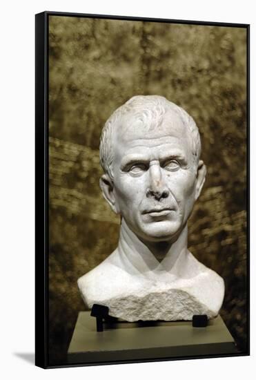 Marble Bust of Julius Caesar from the Rhone River-null-Framed Stretched Canvas