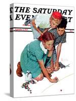 "Marble Champion" or "Marbles Champ" Saturday Evening Post Cover, September 2,1939-Norman Rockwell-Stretched Canvas