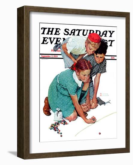 "Marble Champion" or "Marbles Champ" Saturday Evening Post Cover, September 2,1939-Norman Rockwell-Framed Giclee Print