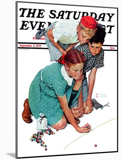 "Marble Champion" or "Marbles Champ" Saturday Evening Post Cover, September 2,1939-Norman Rockwell-Mounted Giclee Print