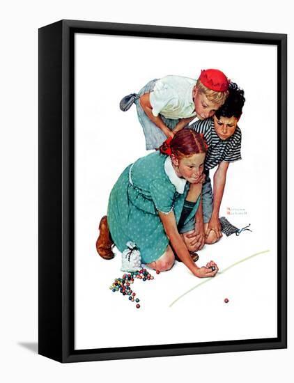 "Marble Champion" or "Marbles Champ", September 2,1939-Norman Rockwell-Framed Stretched Canvas