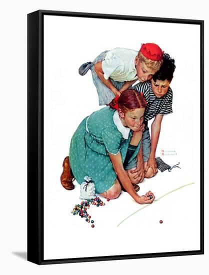 "Marble Champion" or "Marbles Champ", September 2,1939-Norman Rockwell-Framed Stretched Canvas