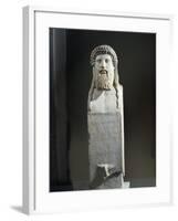 Marble Cippus with Head of Hermes, Copy after Original by Alkamenes of 5th Century B.C.-null-Framed Giclee Print