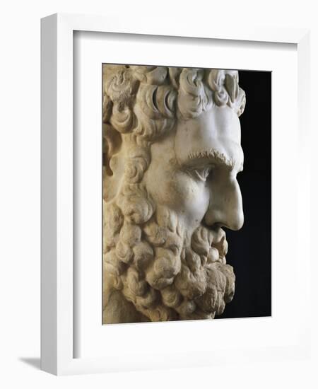 Marble Head of Heracles, Copy of Greek Original by Lysippus, Detail-null-Framed Giclee Print