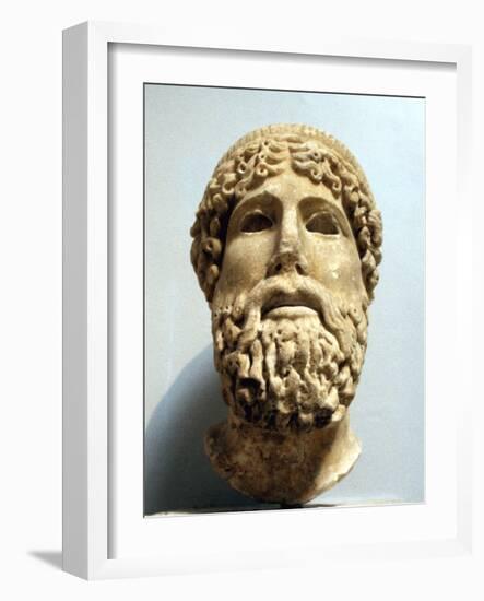 Marble Head, Probably of the Ancient Greek God Zeus, Possibly 1st Century Bc-null-Framed Photographic Print