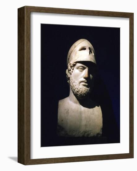 Marble Portrait Bust of Perikles, Athenian Statesman (C490-429 B), Roman, 2nd Century Bc-null-Framed Photographic Print