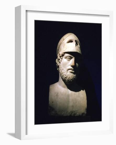 Marble Portrait Bust of Perikles, Athenian Statesman (C490-429 B), Roman, 2nd Century Bc-null-Framed Photographic Print