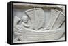 Marble Relief of a Man Sailing a Corbita-null-Framed Stretched Canvas