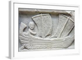 Marble Relief of a Man Sailing a Corbita-null-Framed Photographic Print