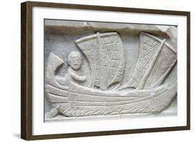 Marble Relief of a Man Sailing a Corbita-null-Framed Photographic Print