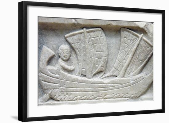 Marble Relief of a Man Sailing a Corbita-null-Framed Photographic Print