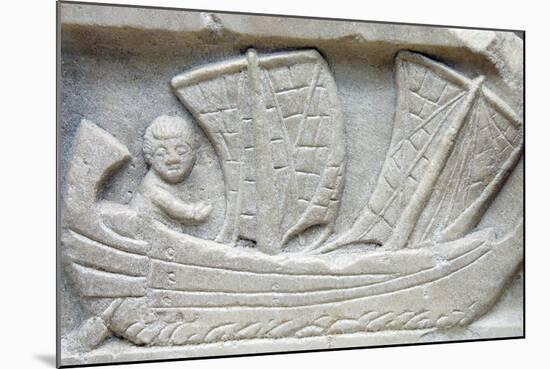 Marble Relief of a Man Sailing a Corbita-null-Mounted Photographic Print