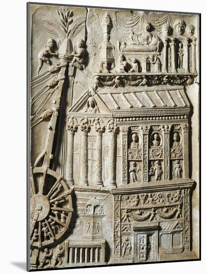 Marble Relief Showing Construction of Building Using Crane, from Tomb of Haterii-null-Mounted Giclee Print