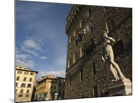 Marble Statue Copy of Michael Angelos David, Piazza Della Signoria, Florence, Tuscany, Italy-Christian Kober-Mounted Photographic Print