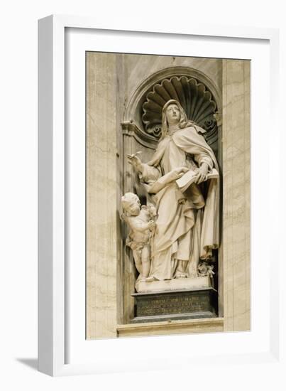 Marble Statue in Central Nave of St. Peter's Basilica, Rome, Vatican City, 16th-17th Century-null-Framed Giclee Print