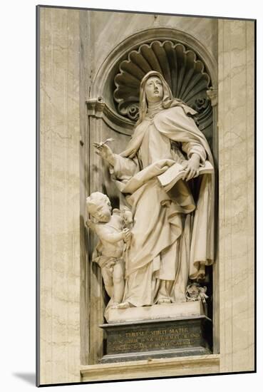 Marble Statue in Central Nave of St. Peter's Basilica, Rome, Vatican City, 16th-17th Century-null-Mounted Giclee Print