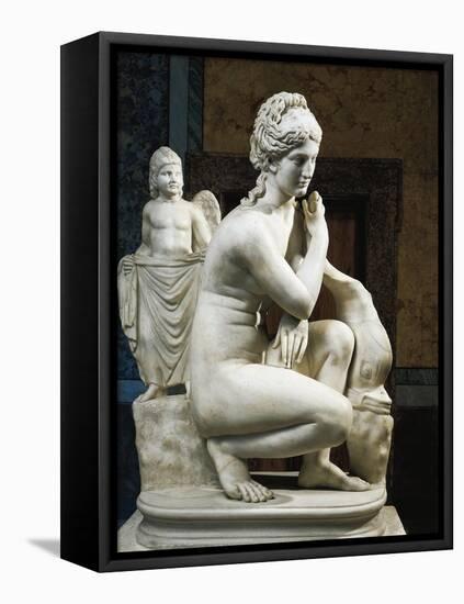 Marble Statue of Aphrodite Bathing, Copy from Greek Bronze Original by Doidalsas-null-Framed Stretched Canvas