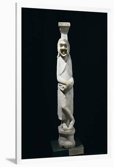 Marble Statue of Comedian with Mask Leaning Against Pillar, from Aydin-null-Framed Giclee Print