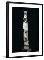 Marble Statue of Comedian with Mask Leaning Against Pillar, from Aydin-null-Framed Giclee Print