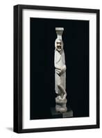 Marble Statue of Comedian with Mask Leaning Against Pillar, from Aydin-null-Framed Giclee Print