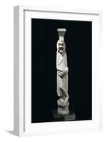 Marble Statue of Comedian with Mask Leaning Against Pillar, from Aydin-null-Framed Giclee Print