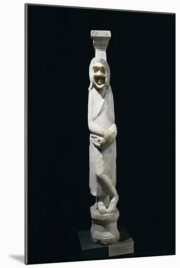 Marble Statue of Comedian with Mask Leaning Against Pillar, from Aydin-null-Mounted Giclee Print