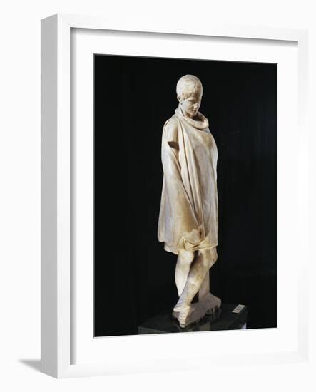 Marble Statue of Ephebe Athlete Wrapped in Chlamys, from Aydin-null-Framed Giclee Print