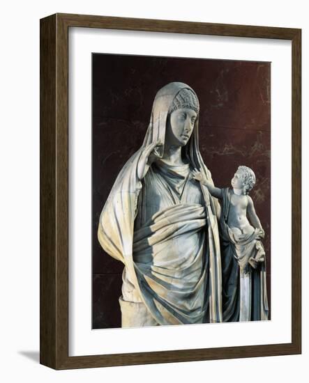 Marble Statue of Messalina Holding Britannicus, from Rome Surroundings, Detail-null-Framed Giclee Print