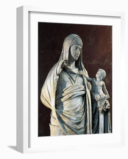 Marble Statue of Messalina Holding Britannicus, from Rome Surroundings, Detail-null-Framed Giclee Print