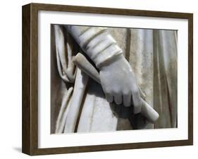 Marble Statue of Young Man, Detail of Hand Holding Roll of Parchment, 425-450 A.D.-null-Framed Giclee Print
