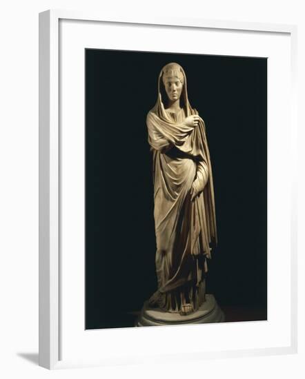 Marble Statue Portraying Roman Matron, from Colony of Cirta, Algeria-null-Framed Giclee Print