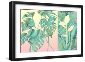 Marbled Tropical Silhouettes-null-Framed Art Print