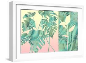 Marbled Tropical Silhouettes-null-Framed Art Print