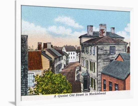 Marblehead, Massachusetts, Quaint Old Street Scene-Lantern Press-Framed Art Print