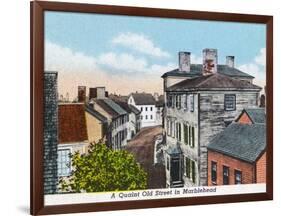 Marblehead, Massachusetts, Quaint Old Street Scene-Lantern Press-Framed Art Print