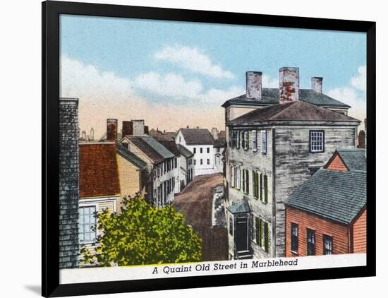 Marblehead, Massachusetts, Quaint Old Street Scene-Lantern Press-Framed Art Print