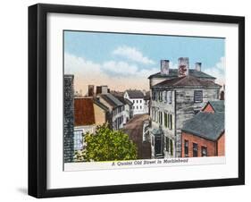 Marblehead, Massachusetts, Quaint Old Street Scene-Lantern Press-Framed Art Print