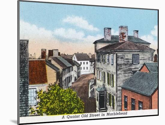 Marblehead, Massachusetts, Quaint Old Street Scene-Lantern Press-Mounted Art Print