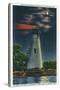 Marblehead, Ohio, View of the Famous Marblehead Lighthouse at Night-Lantern Press-Stretched Canvas