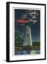 Marblehead, Ohio, View of the Famous Marblehead Lighthouse at Night-Lantern Press-Framed Art Print