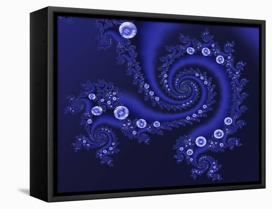 Marbleized Blue-Fractalicious-Framed Stretched Canvas